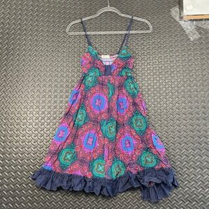 Olsenboye Purple Flowy Multi Color Geometric Hippie Sundress Women's Size Small